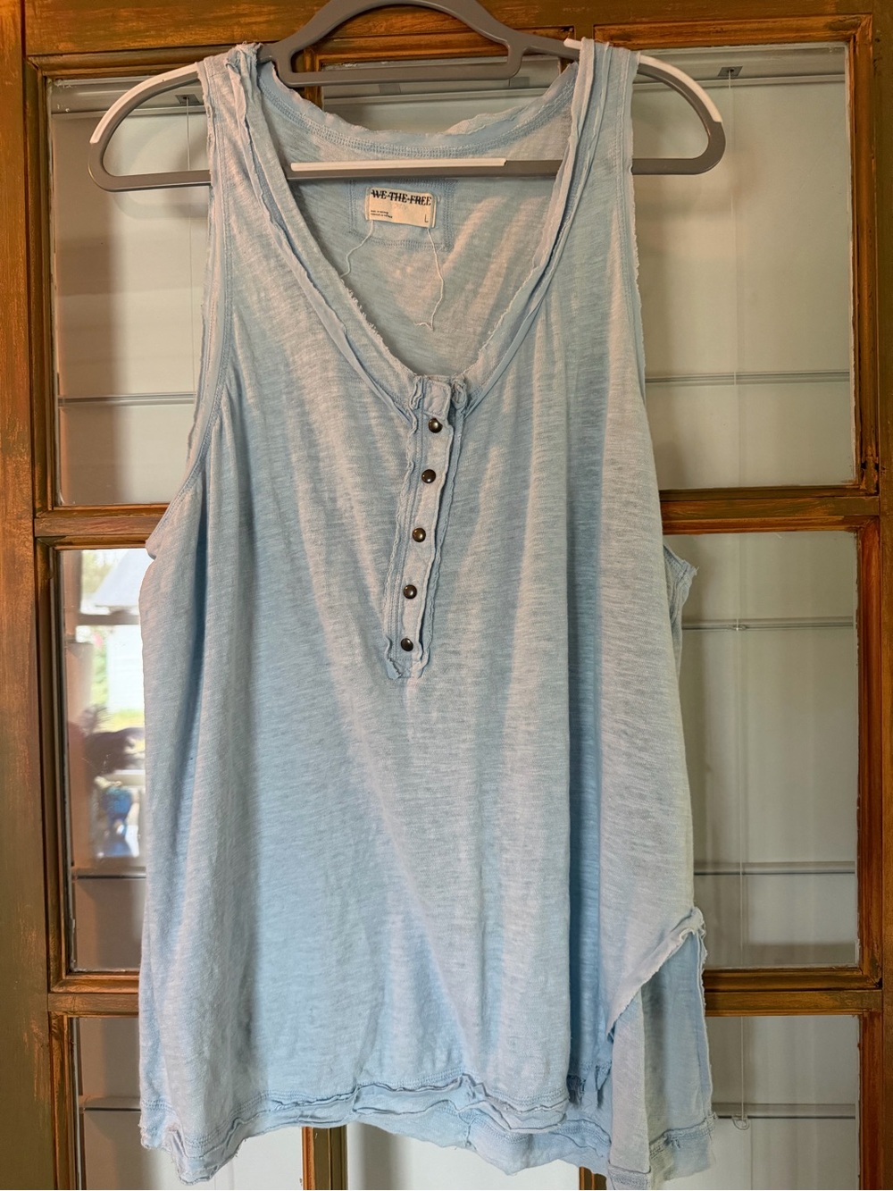 We The Free Pale Blue Henley Sleeveless Tank
